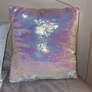 pinkish white sequin flip pillow